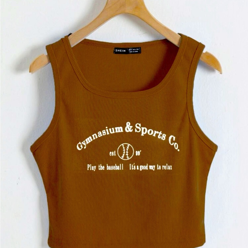 Brown Graphic Tank Top